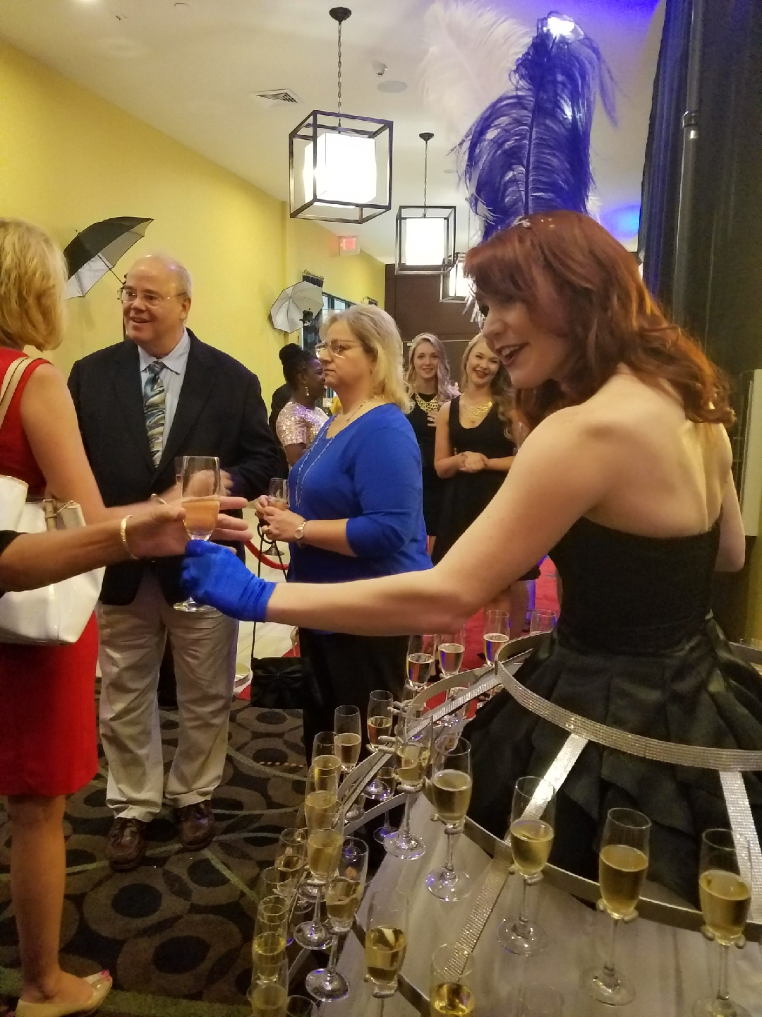 Sparkling wine service during a reception