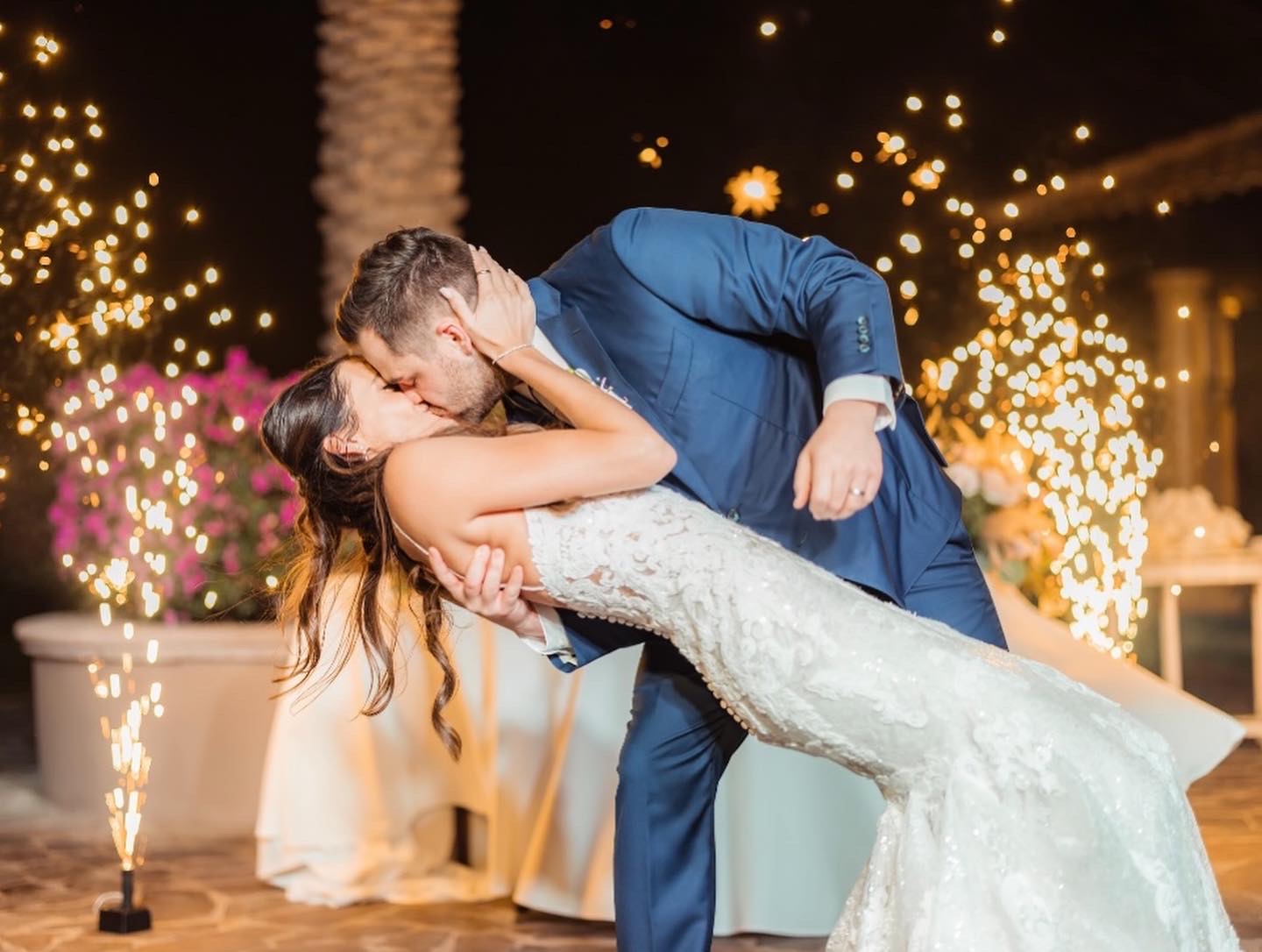 A first dance surrounded by sparklers